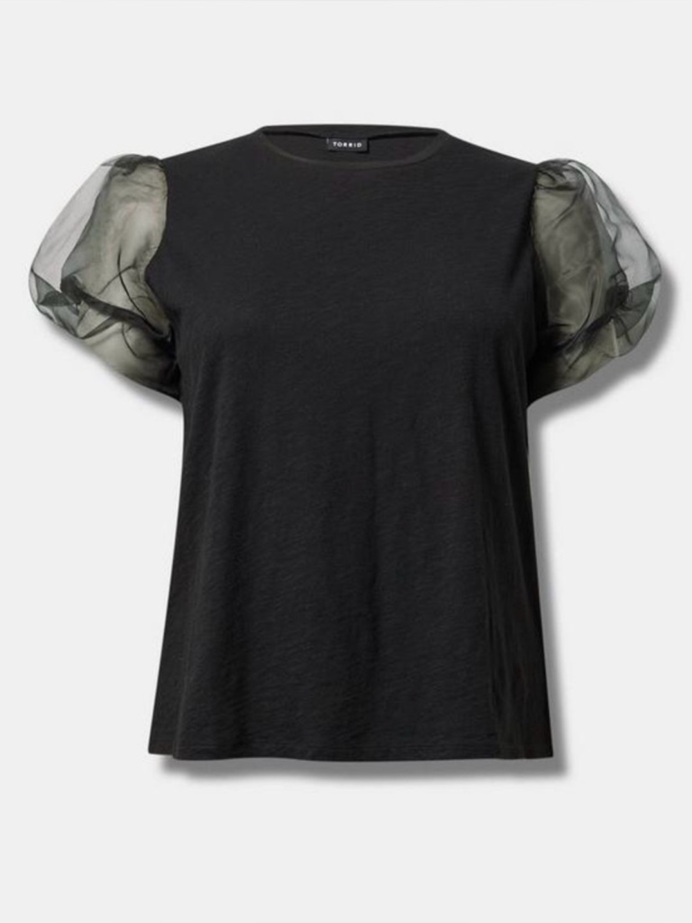 torrid Black Puff Organza Sleeve Tee